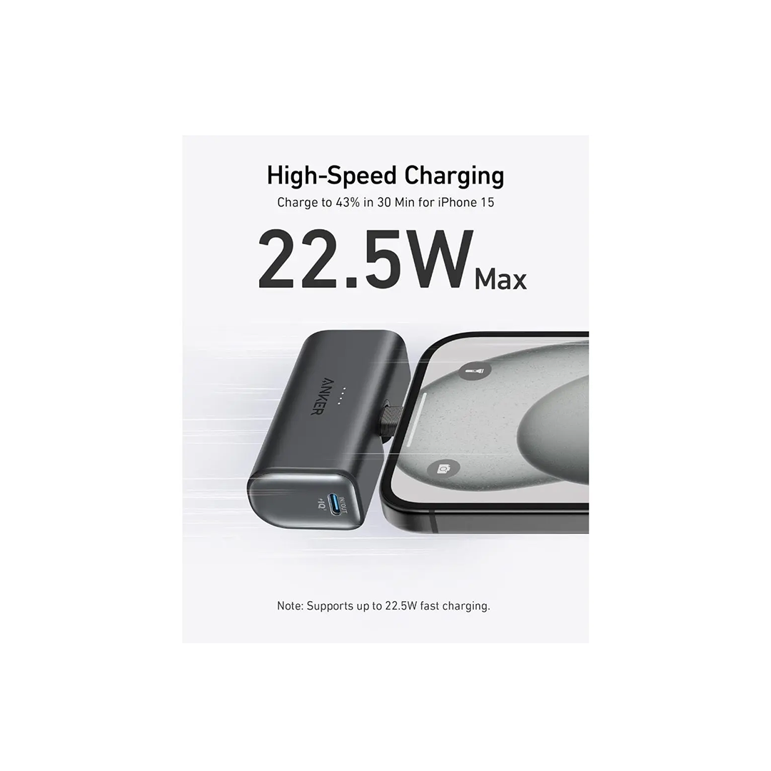 Anker Powercore 5000mah 22.5W Type-C + Type-C Connector Portable Power Bank - Black in Qatar Anker Powercore 5000mah 22.5W Type-C + Type-C Connector Portable Power Bank - Black in Qatar